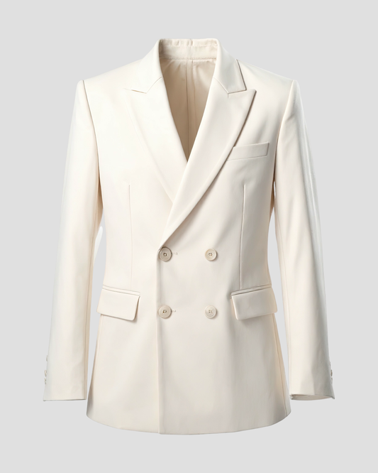 Prestige Tailored Double-Breasted Blazer Beige
